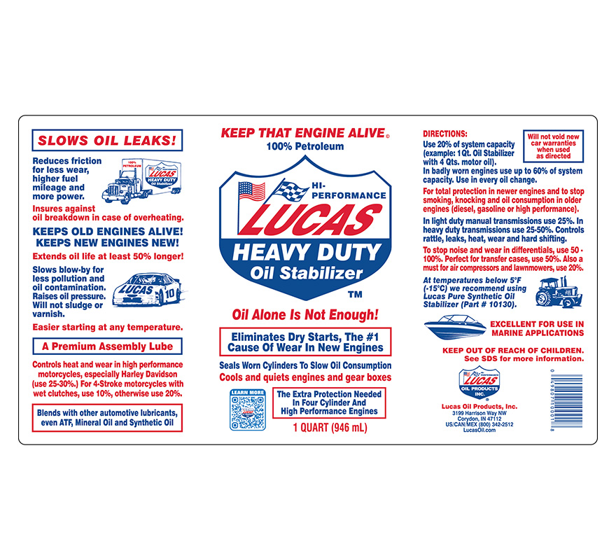 Heavy Duty Oil Stabilizer 32oz label