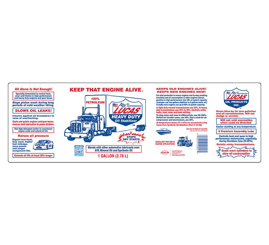 Heavy Duty Oil Stabilizer gal label