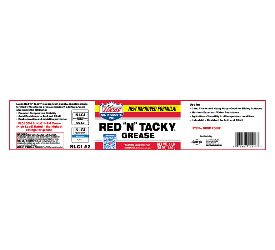 Red N Tacky Grease 1lb tub label