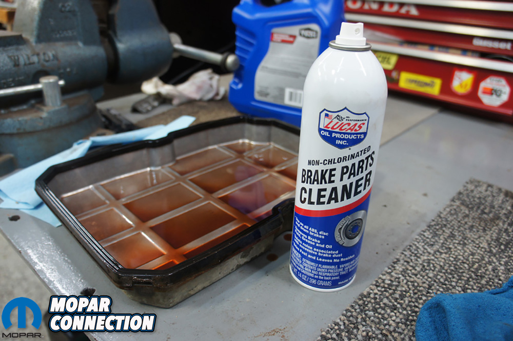 Lucas Oil Brake Parts Cleaner was an easy choice for cleaning our pan.