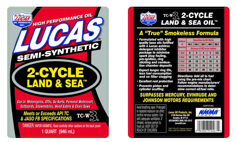 Lucas Oil, Semi-Synthetic, 2-Cycle Land & Sea, TC-W3 - 32 fl oz