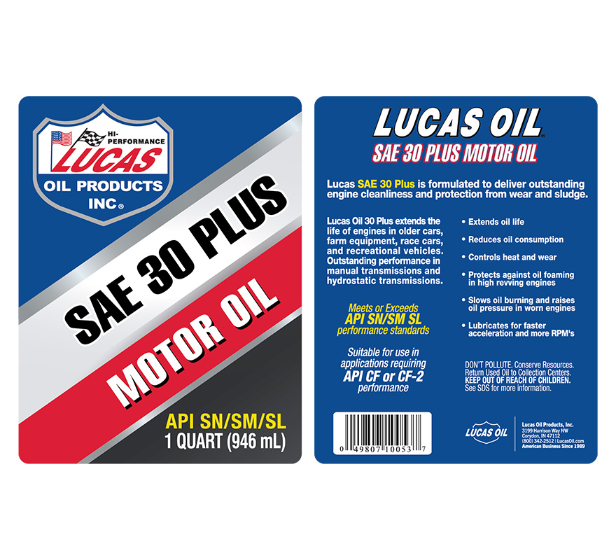 SAE 30WT Plus Motor Oil - Quart