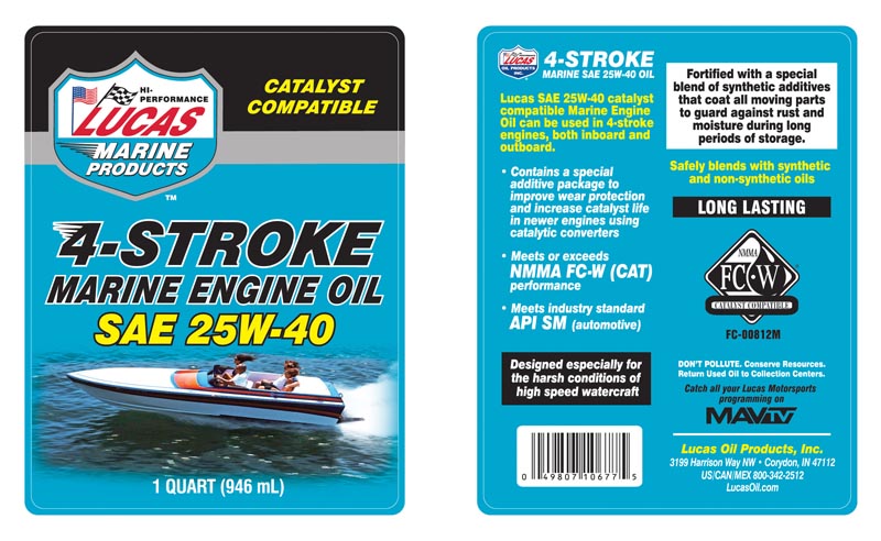 4 Stroke Marine Engine Oil 25W-40 - Quart (Label)