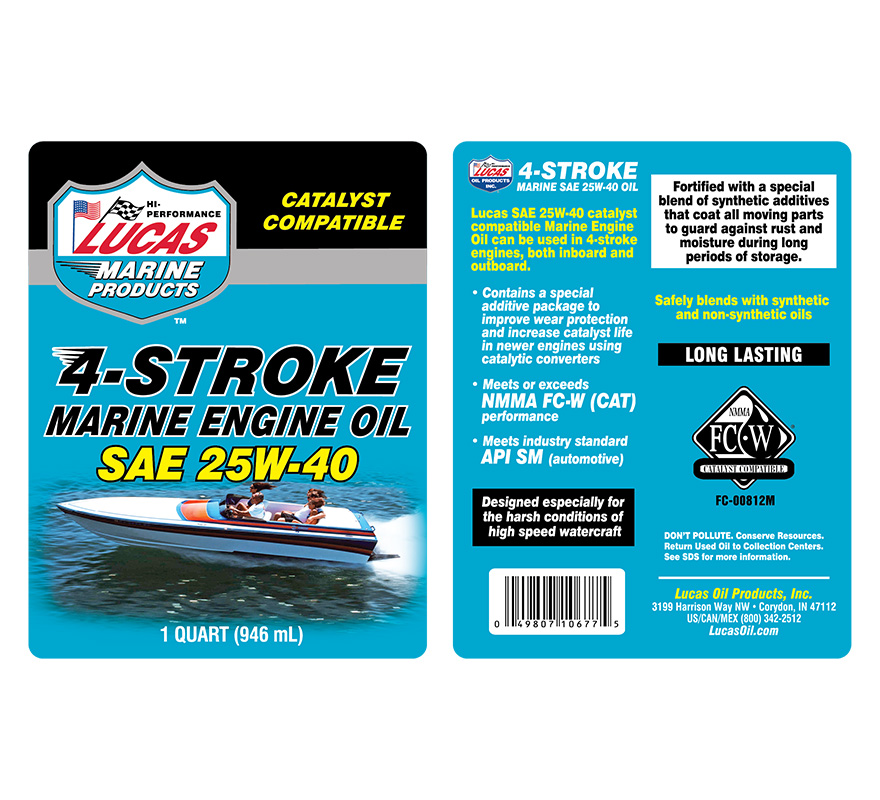 4 Stroke Marine Engine Oil 25W-40 - Quart (Label)