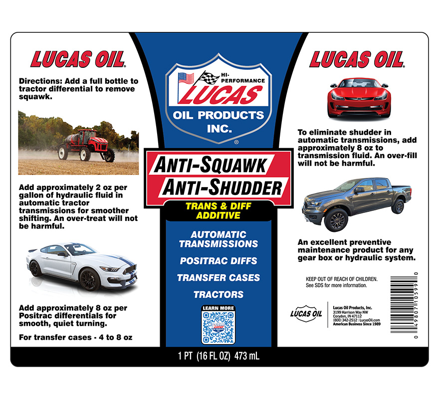 Anti-Squawk Anti-Shudder Trans Diff Additive - 16oz (Label)