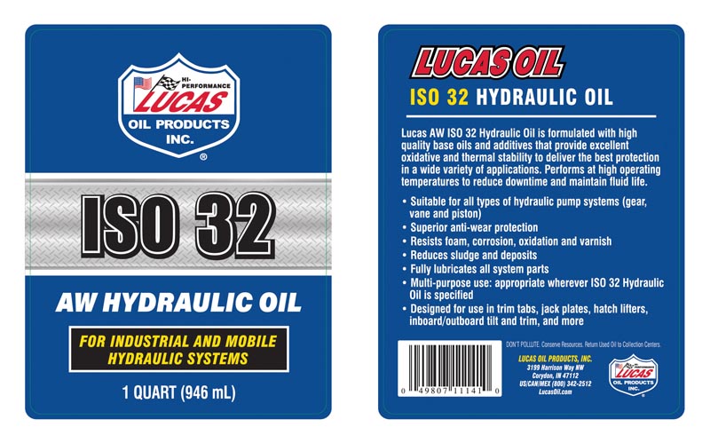 AW Hydraulic Oils ISO 32 quart label