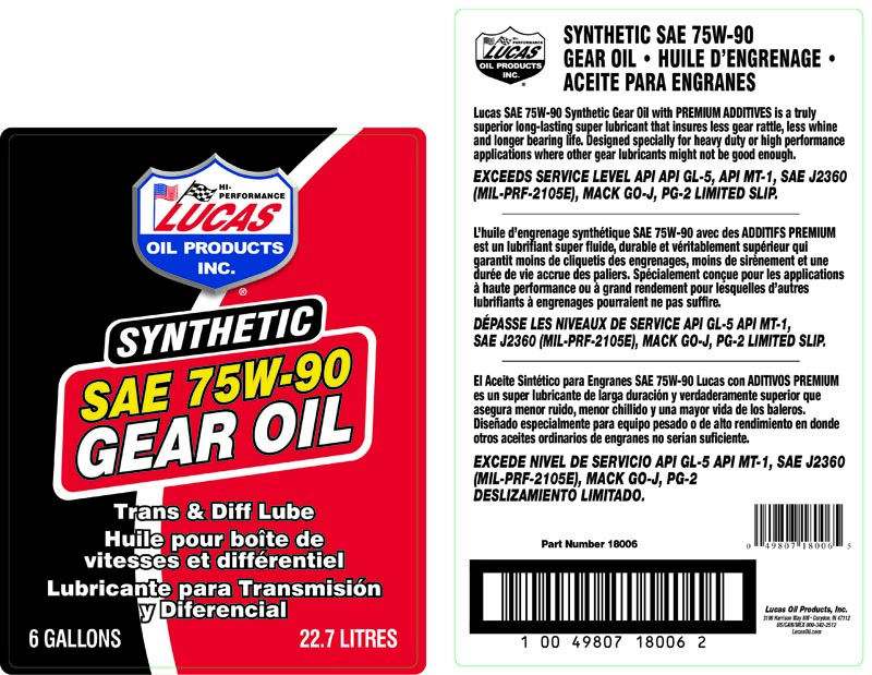 Syn 75W-90 Gear Oil - BIB (Label)