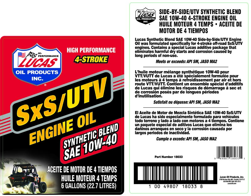 Syn 10W-40 SXS Engine Oil - BIB (Label)