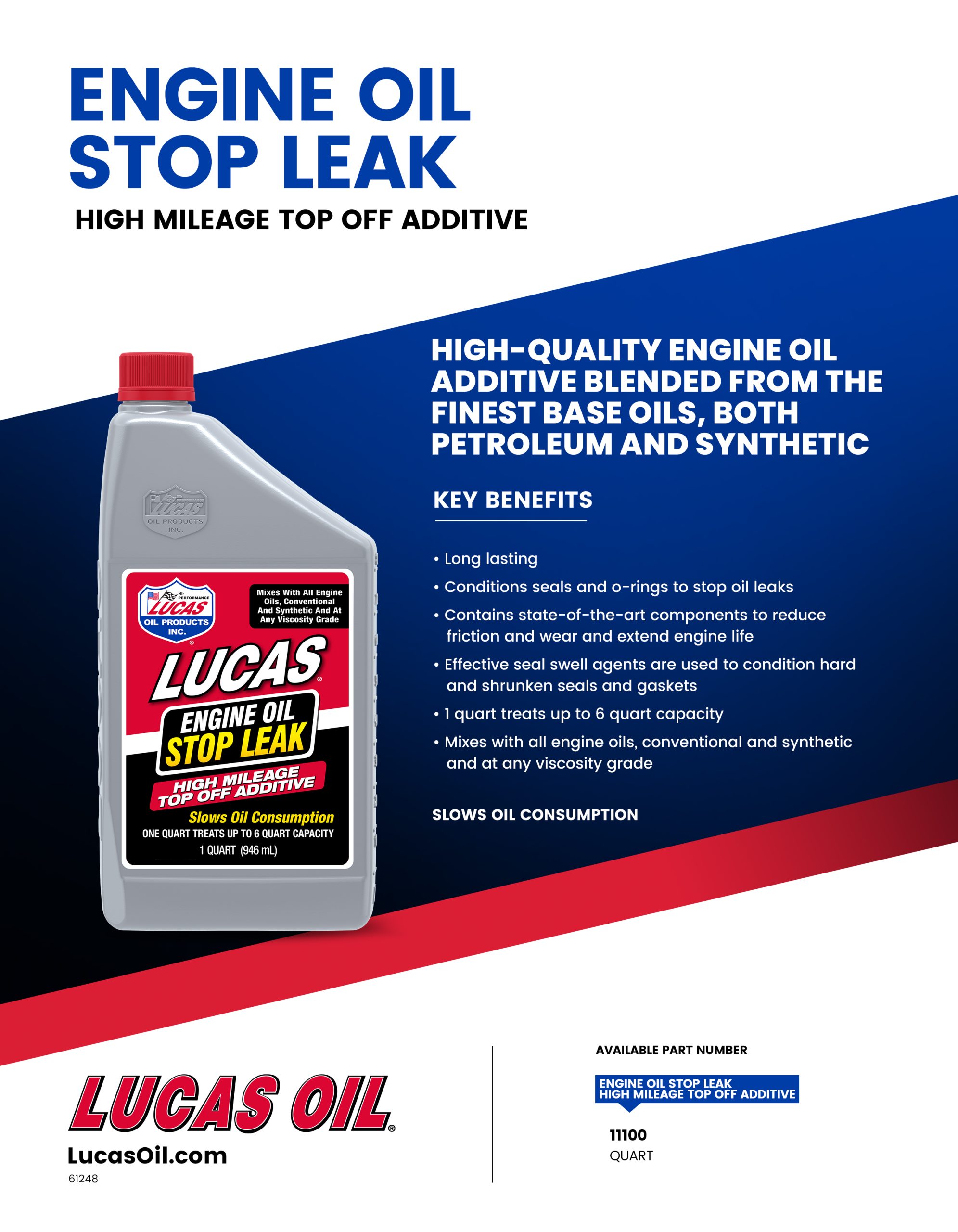 Engine Oil Stop Leak Top Off Additive Lucas Oil Products, Inc. Keep