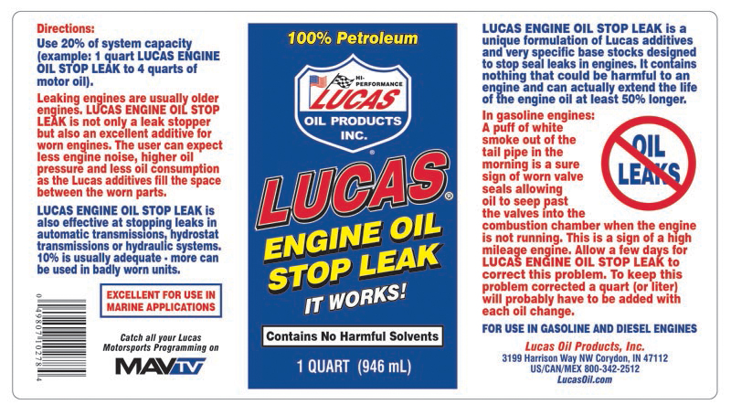 Engine Oil Stop Leak - Quart (Label)
