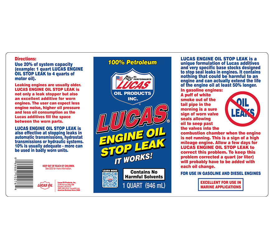 Engine Oil Stop Leak - Quart (Label)