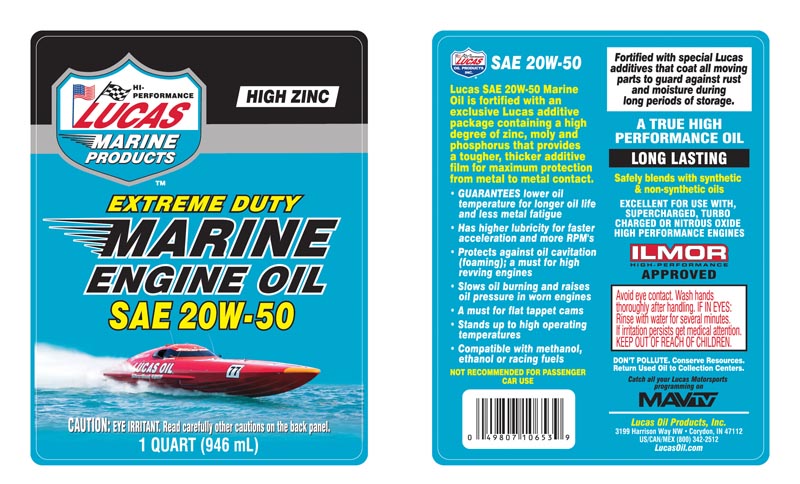 Extreme Duty Marine Oil 20W-50 - Quart (Label)