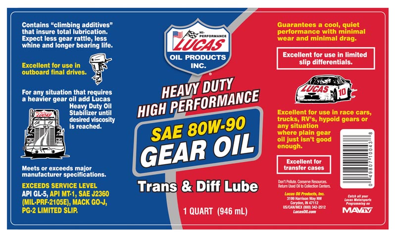 Heavy Duty 80W-90 Gear Oil 32oz label