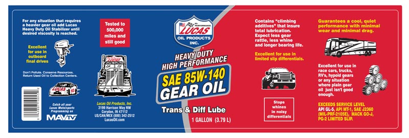 Heavy Duty 80W-90 Gear Oil gallon label