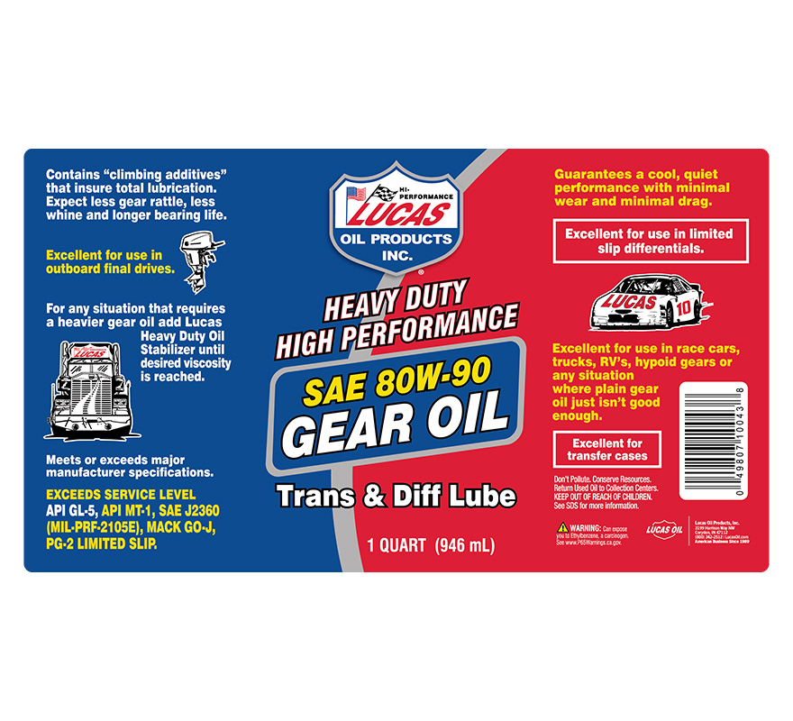 Heavy Duty 80W-90 Gear Oil 32oz label