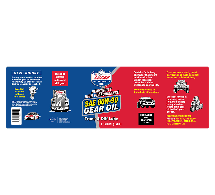 Heavy Duty 80W-90 Gear Oil gallon label