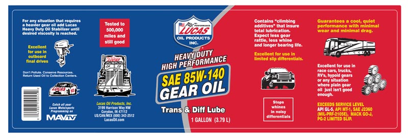 Heavy Duty 85W-140 Gear Oil – Lucas Oil Products, Inc