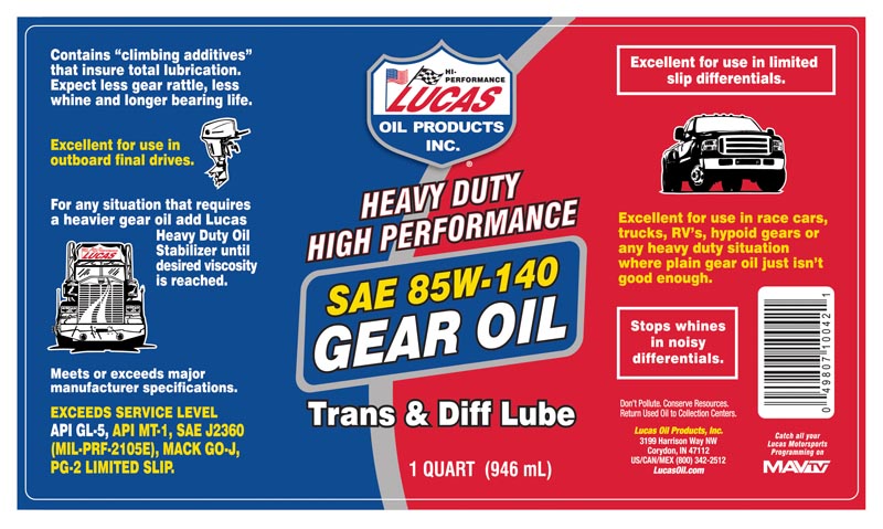 Heavy Duty 85W-140 Gear Oil 32oz label