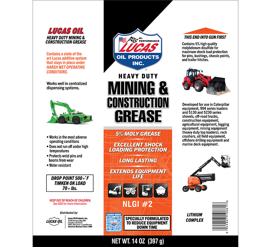 Heavy Duty Mining & Construction Grease 14oz label