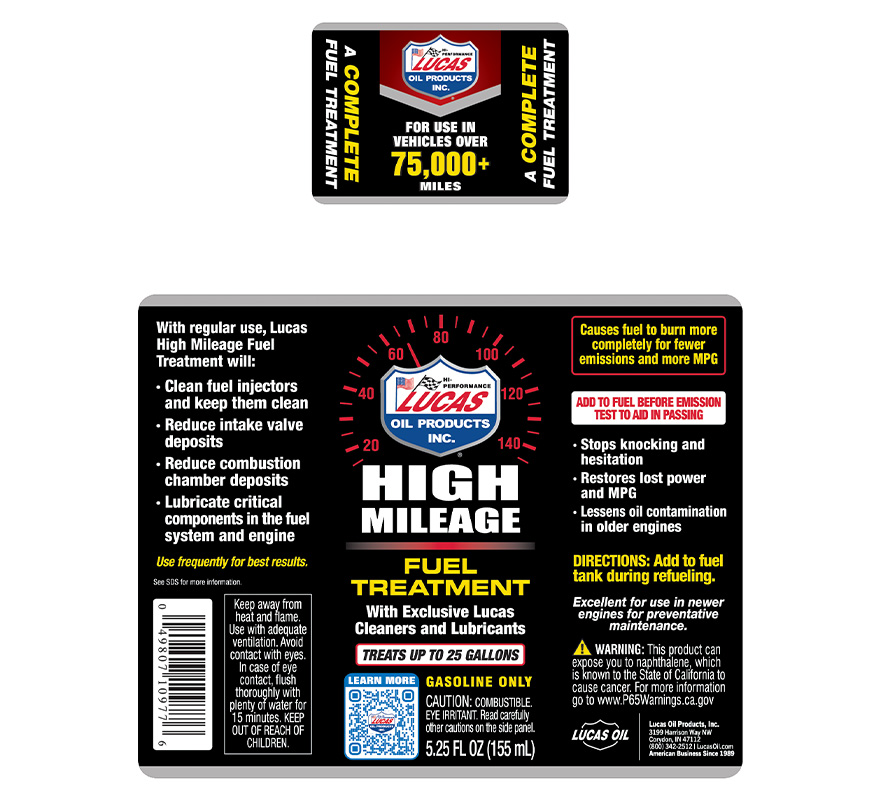 High Mileage Fuel Treatment 5oz label