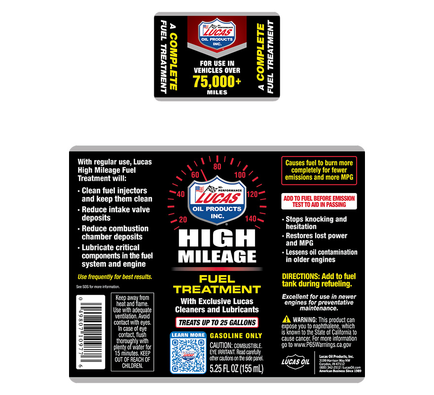 High Mileage Fuel Treatment 5oz label