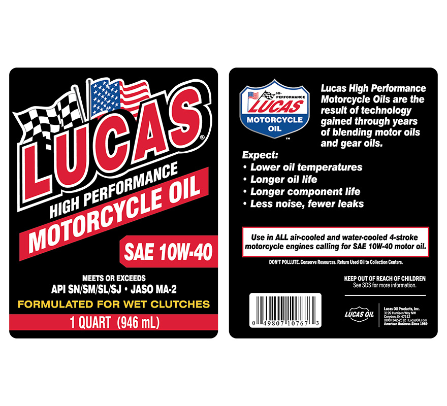 High Performance Conventional Motorcycle Oil 10w-40 label