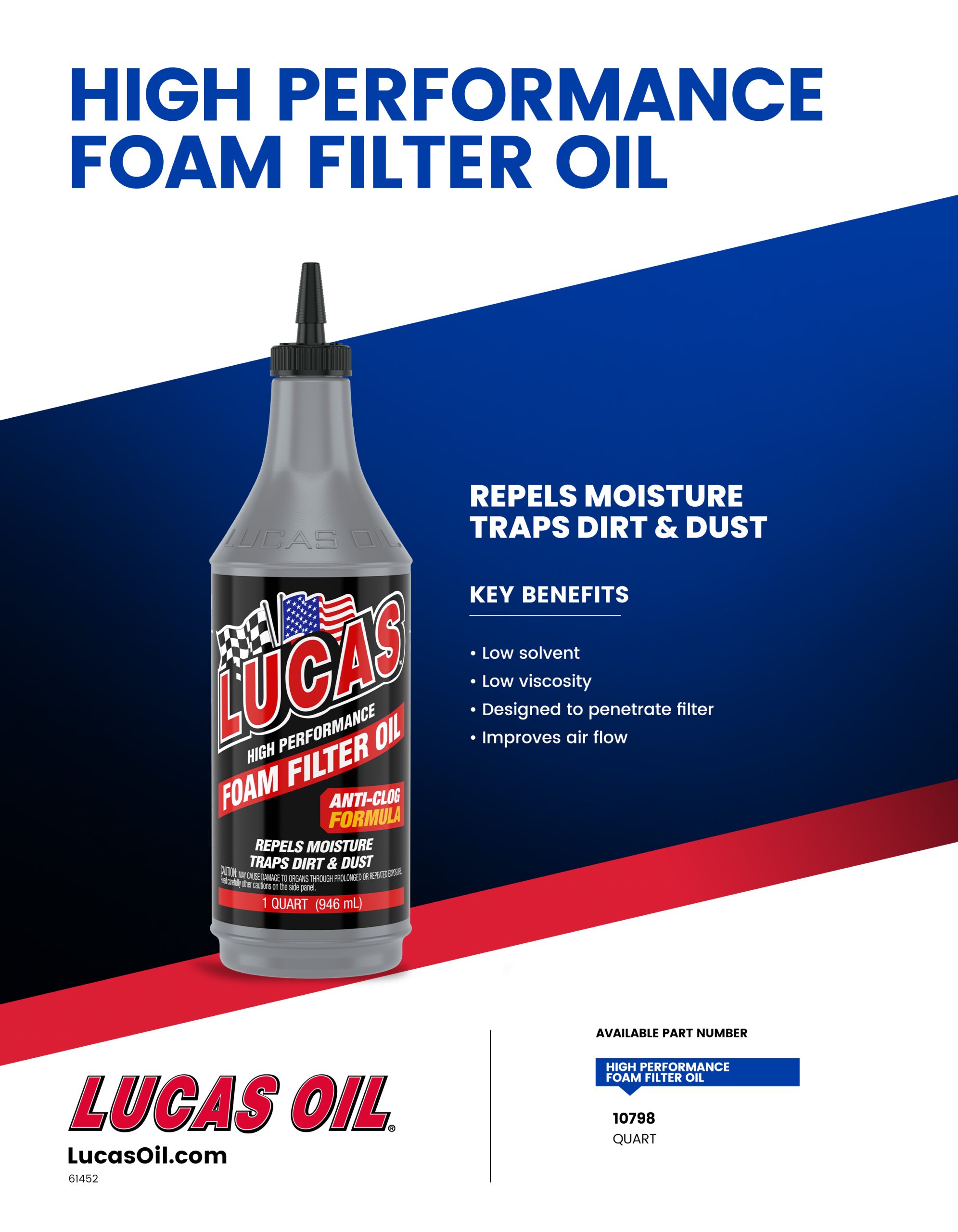 High Performance Foam Filter Oil Lucas Oil Products, Inc. Keep That