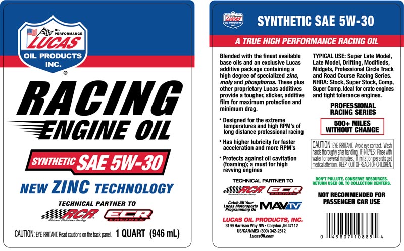 Syn SAE 5W-30 Racing Only Motor Oil - Quart (Label)