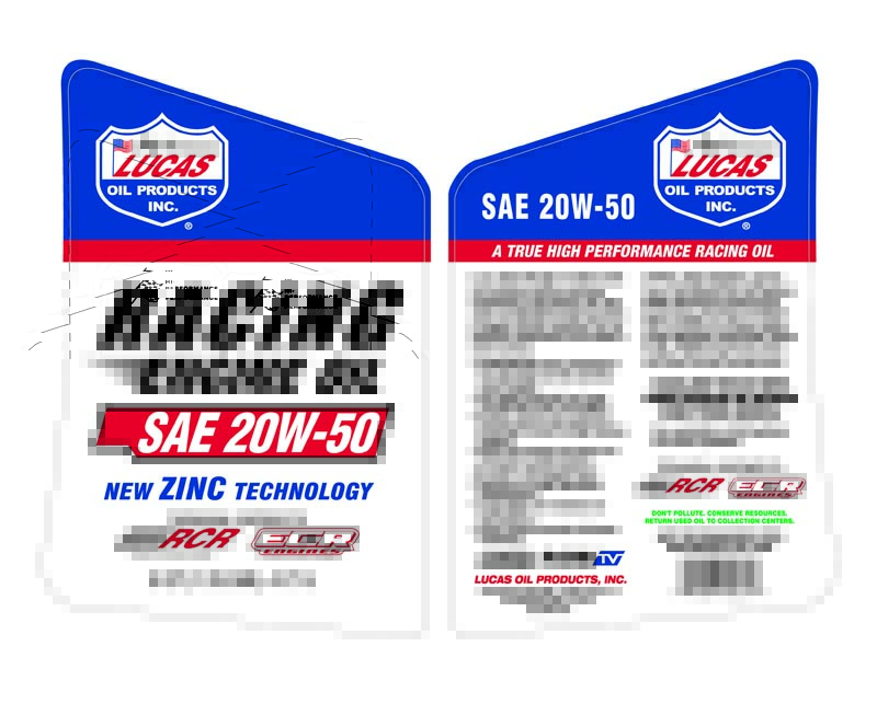 SAE 20W-50 Racing Only Motor Oil - 5 Quart (Label)