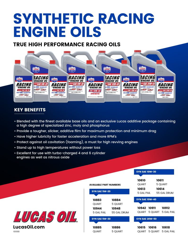 Synthetic Racing Only Motor Oil Flyer