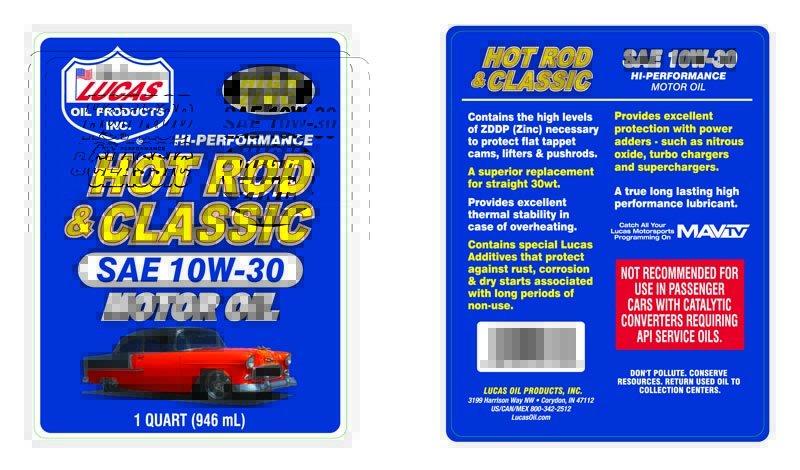 Hot Rod 10W-30 Motor Oil - Quart (Label)