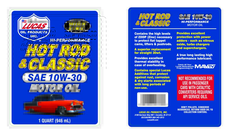 Hot Rod 10W-30 Motor Oil - Quart (Label)