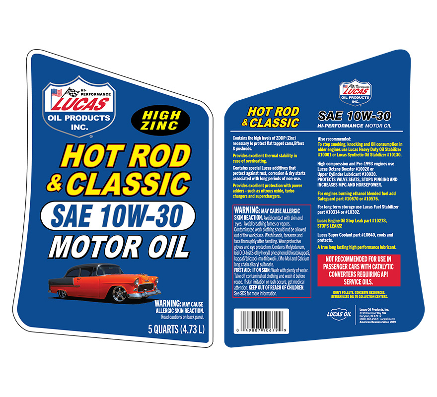 Hot Rod 10W-30 Motor Oil - 5 Quart (Label)