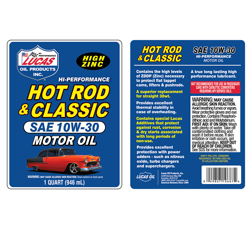 Hot Rod 10W-30 Motor Oil - Quart (Label)
