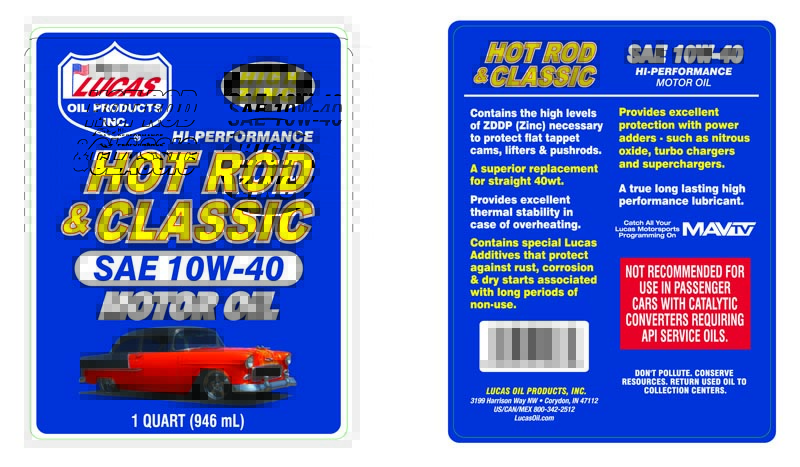 Hot Rod 10W-40 Motor Oil - Quart (Label)