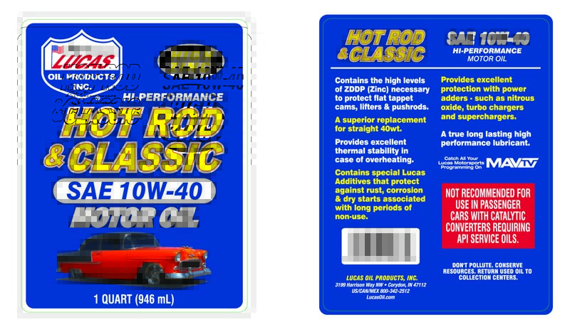 Hot Rod 10W-40 Motor Oil - Quart (Label)