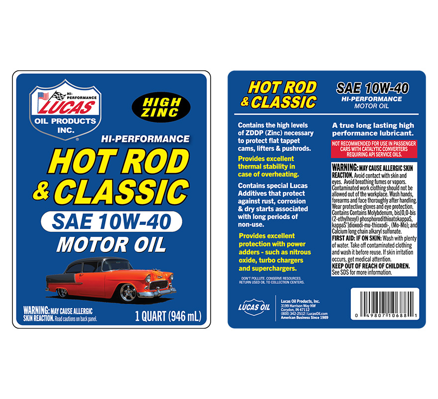 Hot Rod 10W-40 Motor Oil - Quart (Label)