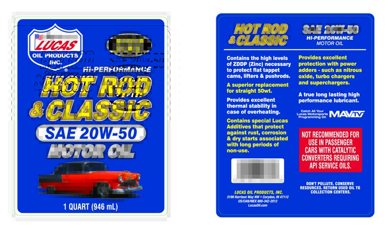 Hot Rod Oil 20W-50 Motor Oil - Quart (Label)