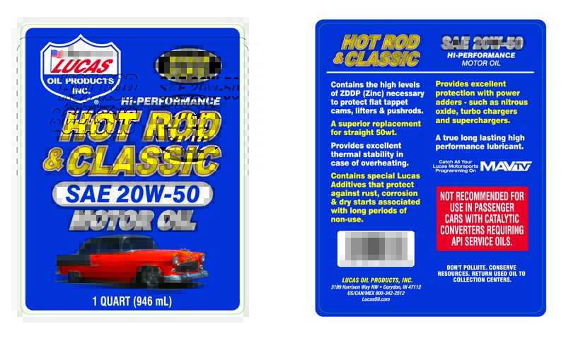 Hot Rod Oil 20W-50 Motor Oil - Quart (Label)
