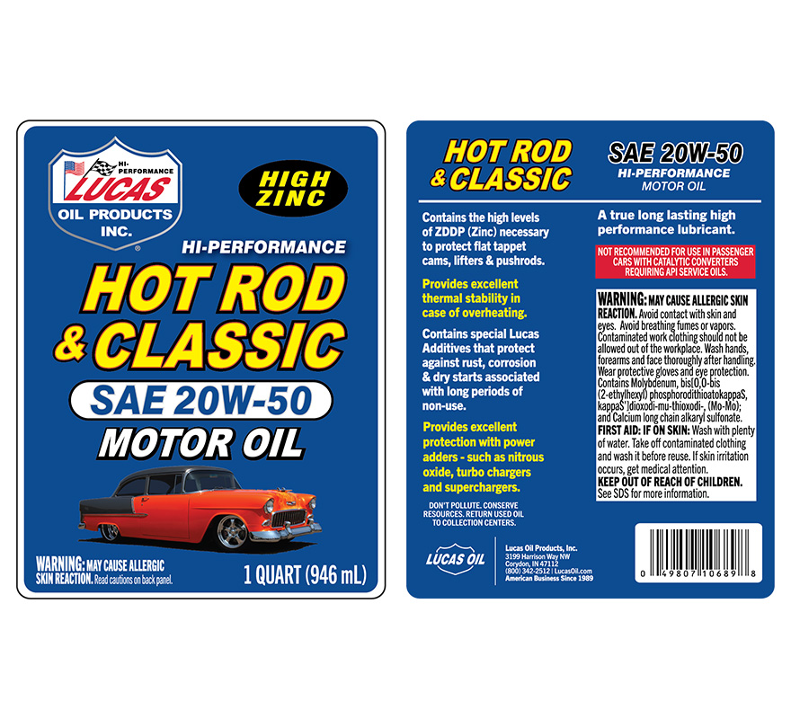 Hot Rod Oil 20W-50 Motor Oil - Quart (Label)