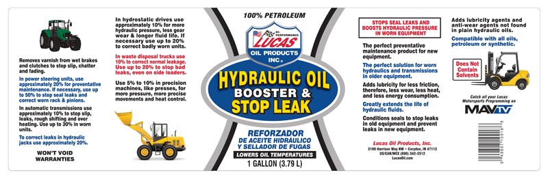 Hydraulic Oil Booster and Stop Leak gallon label