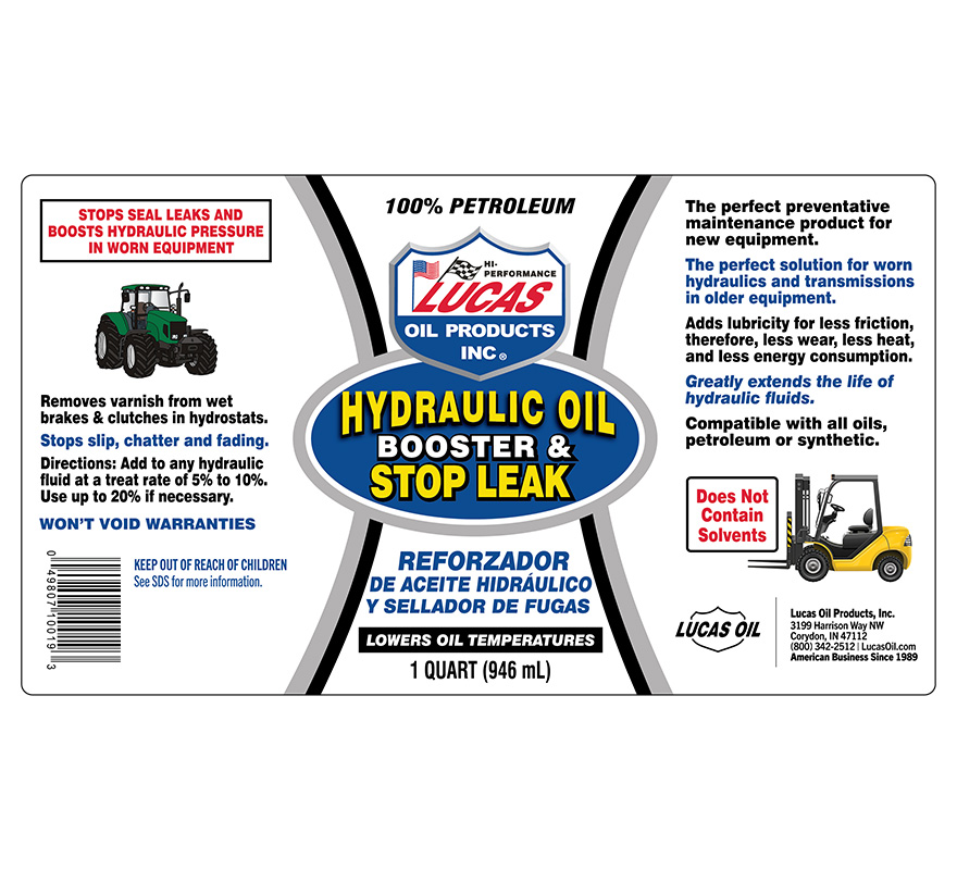 Hydraulic Oil Booster and Stop Leak quart label