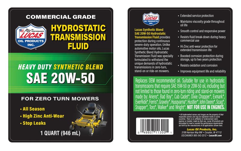 Hydrostatic Transmission Fluid 20W-50 - Quart (Label)