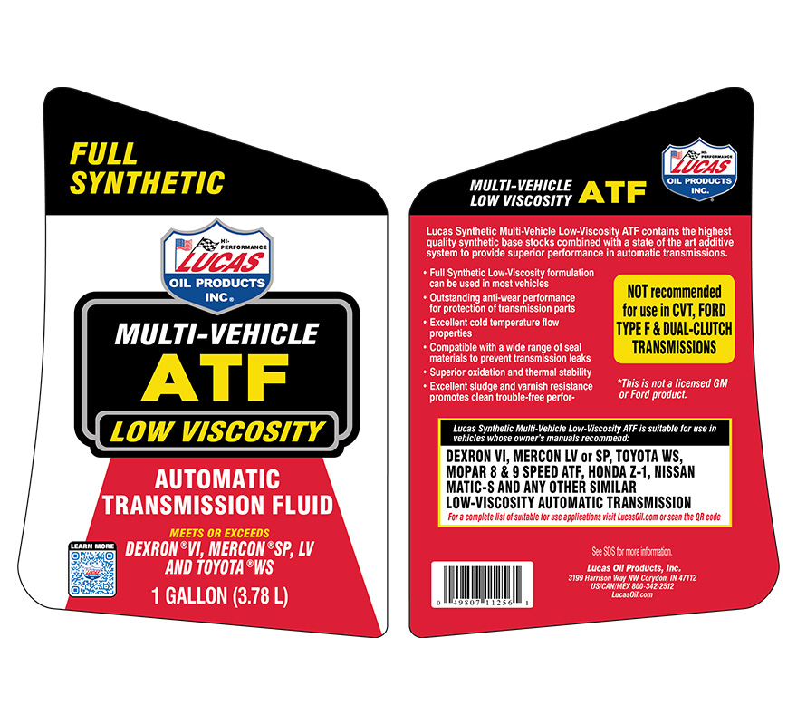 Low Viscosity Synthetic Multi-Vehicle Automatic Transmission Fluid - Gallon (Label)