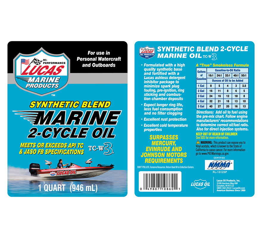 Synthetic Blend Marine 2 Cycle Oil quart label