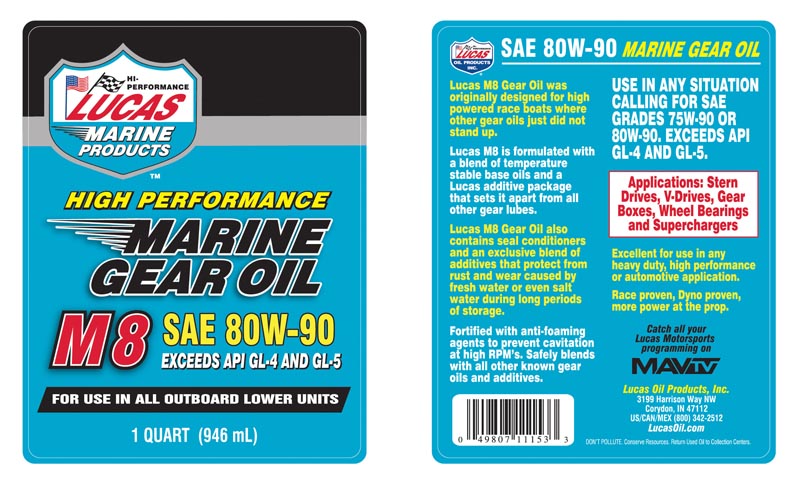 Marine Gear Oil SAE 80W-90 M8 quart label