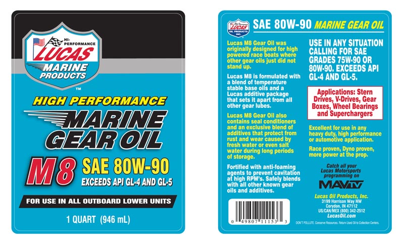 Marine Gear Oil SAE 80W-90 M8 – Lucas Oil Products, Inc. – Keep