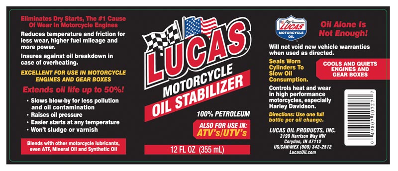 Motorcycle Oil Stabilizer - 12oz (Label)