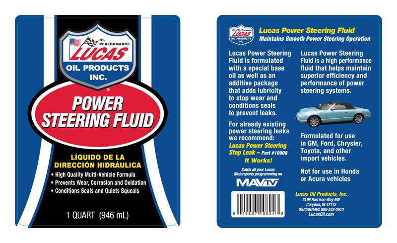 Power Steering Fluid - Quart (Label)