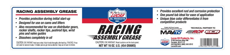 Racing Assembly Grease 16oz label